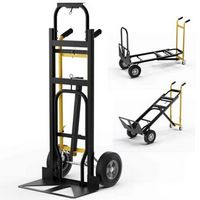 Costway - 3-in-1 Convertible Hand Truck with 4 Rubber Wheels 1000 lbs Max Load Capacity - Black/Y...