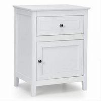 Costway - Nightstand Accent Side End Table Storage Cabinet with Drawer - White