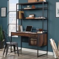 Sauder - Briarbrook Single Ped Desk-Mesh Draw 3a - SGS Laminate Barrel Oak