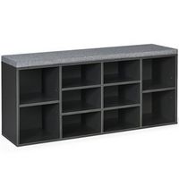 Costway - Entryway Padded Shoe Storage Bench 10-Cube Organizer Bench Adjustable - Grey