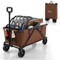 Costway - Heavy-Duty Wagon Cart with Adjustable Handlebar Bottle Holders & Storage Pocket Coffee ...