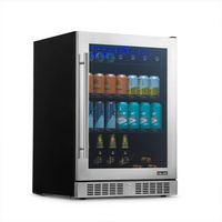 NewAir - 24" 224-Can Built-In Beverage Cooler with Color Changing LED Lights and Adjustable Shelv...