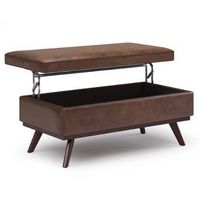 Simpli Home - Owen Lift Top Large Coffee Table Storage Ottoman - Distressed Chestnut Brown