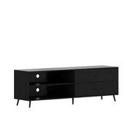 Alamont Home - Nelson TV Stand for up to 60&quot; TV%27s with Adjustable Shelf and Storage Drawers - Bla...