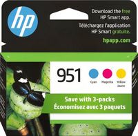 HP - 951 3-Pack Standard Capacity Ink Cartridges - Cyan/Magenta/Yellow