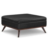 Simpli Home - Owen XL Square Coffee Table Storage Ottoman - Distressed Black