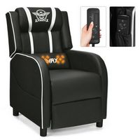 Costway - Massage Gaming Recliner Chair Racing Single Lounge Sofa Home Theater Seat White - White...