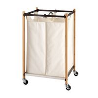 TRINITY - BASICS | 2-Bag Bamboo Laundry Cart | Poles - Bronze