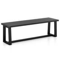 Costway - 56.5"L Large Wood Dining Bench with Metal Frame Adjustable Footpads for Kitchen - Black