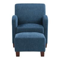 OSP Home Furnishings - Aiden Chair & Ottoman Herringbone - Navy