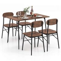 Costway 5-Piece Dining Table Set for 4 Modern Kitchen Dining Room Furniture Set - Rustic Brown