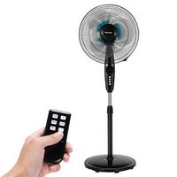 Costway 16%27%27 Adjustable Oscillating Pedestal Fan Dual Blades with Remote Control - Black