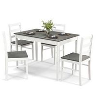 Costway 5-Piece Dining Set Solid Wood Kitchen Furniture with Rectangular Table & 4 Chairs Grey - ...