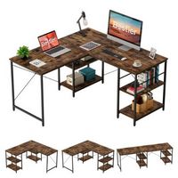 Bestier 55inch Gaming Desk L-shaped Desk Office Computer Desk - Brown