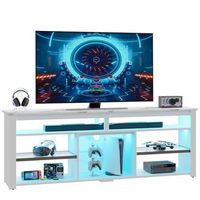 Bestier 70" Gaming TV Console for TVs up to 75" featuring LED Lighting Storage and Adjustable She...