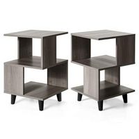 2 PCS Nightstand Set Modern Side End Table Storage Shelf