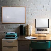 Floortex - Viztex Lacquered Steel Magnetic Dry Erase Boards with an Oak Effect Frame - 24'' x 36'...