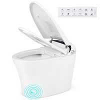 Costway - Smart Toilet with LED Display Adjustable Heated Seat Dryer Auto Open/Close Lid - White