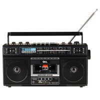 QFX - Portable Cassette AM/FM/SW1-2 Radio Bluetooth Boombox with USB Recording - Black