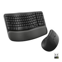 Logitech - Wave Keys and Lift Vertical Mouse Wireless Ergonomic Keyboard and Mouse Bundle with Cu...