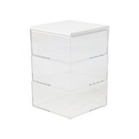 Martha Stewart - Brody Premium Clear Plastic Storage Bins with White MDF Lid-3.75&quot;x3&quot; - Clear/White