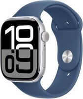 Apple Watch Series 10 (GPS) 46mm Aluminum Case with Denim Sport Band - S/M - Silver