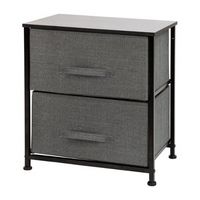 Alamont Home - 2 Drawer Wood Top Nightstand Storage Organizer with Cast Iron Frame and Dark Easy ...