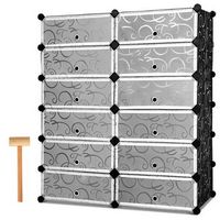 Costway - 12 Cubic Portable Shoe Rack Shelf Cabinet Storage Closet Organizer Home Furni - Silver+...