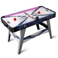 Costway 54" Air Hockey Game Table w/2 Pushers Pucks Adjustable Foot Pads LED Scoreboard - White/Blue