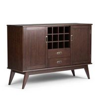 Simpli Home - Draper Mid Century Sideboard Buffet and Wine Rack - Medium Auburn Brown