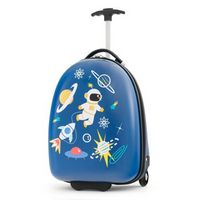 Costway - 16" Kids Carry-On Luggage with Wheels with 2-Level Aluminum Handle Suitcase - Blue