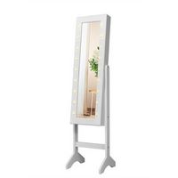 Costway - Mirrored Jewelry Cabinet Organizer w/18 LED lights - White