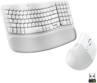 Logitech - Wave Keys and Lift Vertical Mouse Wireless Ergonomic Keyboard and Mouse Bundle with Cu...