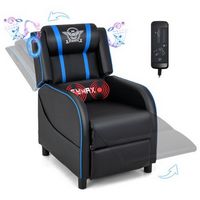 Costway - Theater Style Massage Gaming Chair - Blue and Black