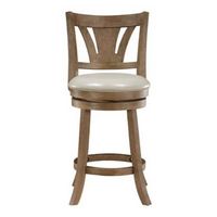 OSP Home Furnishings - Miller Swivel Counter Stool - Cream/Medium Oak