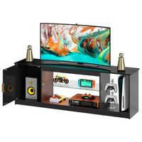 Bestier 57" Gaming TV Stand with Adjustable Shelves LED-Lit TV Console for 65-Inch TVs with Cabin...