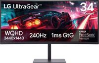 LG - UltraGear 34" Curved WQHD 240Hz FreeSync Premium Gaming Monitor with DisplayHDR400 (HDMI, DP...