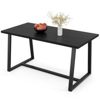 Costway 63" Large Dining Table for 4-6 People with Heavy-duty Metal Frame Modern - Black