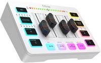 FIFINE USB Audio Interface- RGB Audio Mixer for Gaming, Streaming - White