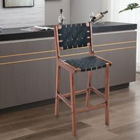 Bestier - Set of 2 Counter Height Bar Stools, Faux Leather Woven Strips Counter Stools with Back,...