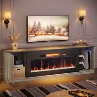 Bestier 70" Modern TV Stand with LED Lights and Storage Fits TVs Up to 80" - Grey