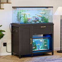 Bestier 55-75 Gallon Wooden Fish Tank Stand with Storage Cabinet Supports Up to 730 lbs - Black
