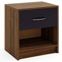 Costway Modern Nightstand Bedside Table with Drawer Open Storage Shelf for Small Spaces - Brown
