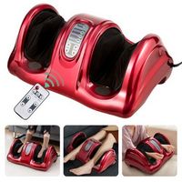 Costway - Shiatsu Foot Massager Kneading and Rolling Leg Calf Ankle with Remote Red - Red