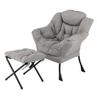 Costway - Lazy Leisure Armchair with Folding Footrest and Storage Pocket - Gray