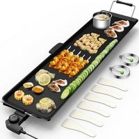 Costway - Electric Teppanyaki Table Top Grill Griddle BBQ Barbecue Nonstick Camping - Black