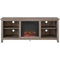Walker Edison - Open Storage Fireplace TV Stand for Most TVs Up to 65" - Driftwood