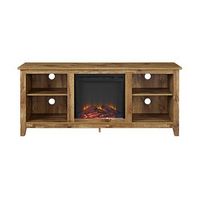 Walker Edison - Open Storage Fireplace TV Stand for Most TVs Up to 65" - Barnwood