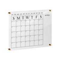 Martha Stewart - Grayson Premium Clear Acrylic Monthly Wall Calendar with Notes Section &amp; Black P...