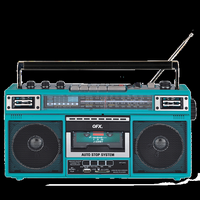 QFX - RECHARGEABLE CASSETTE AM/FM/SW1-2 RADIO BLUETOOTH BOOMBOX WITH USB RECORDING - Turquoise